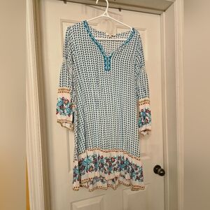 Umgee Teal and Pink Patterned Fabric